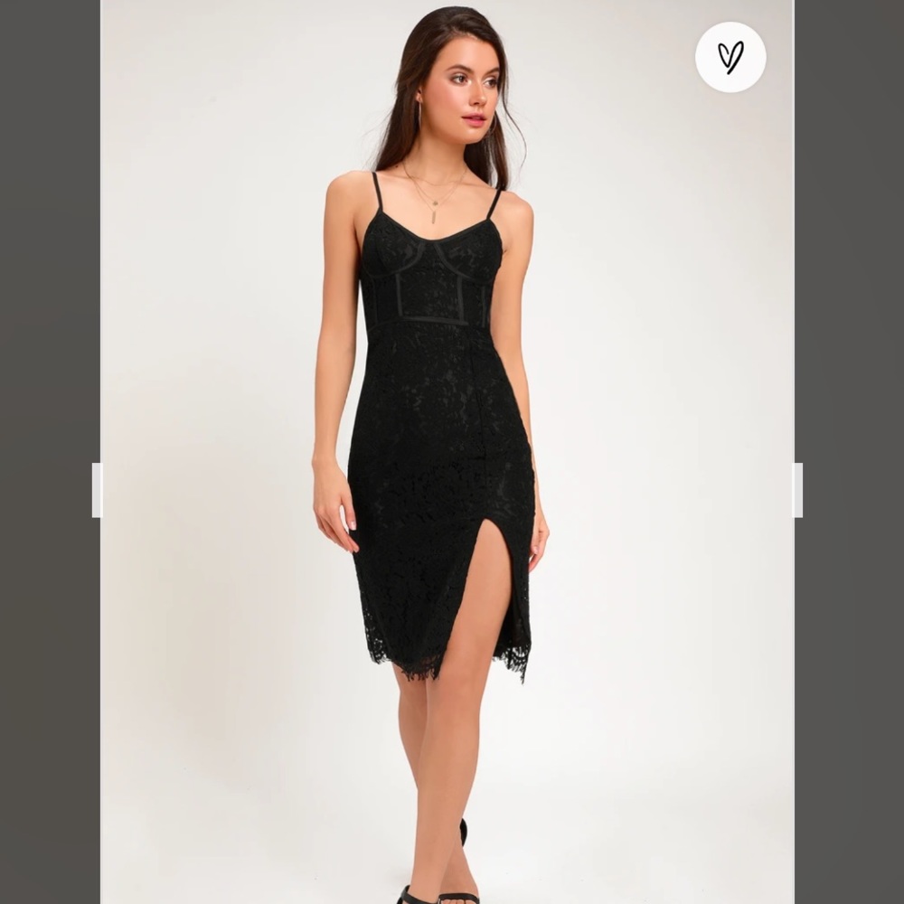 Black Lace Bodycon Midi Dress
